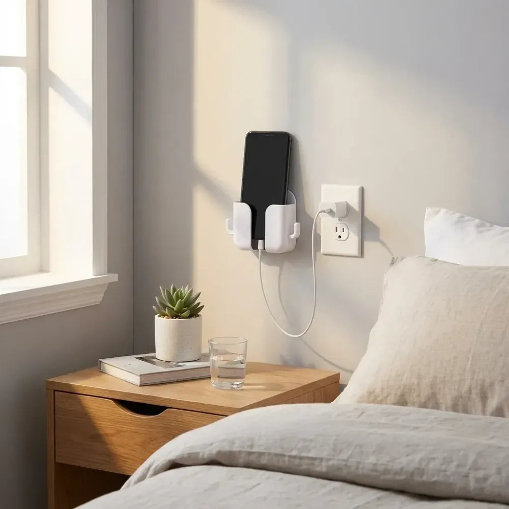 Wall mounted mobile holder with adhesive strips (pack of 4 & 8)