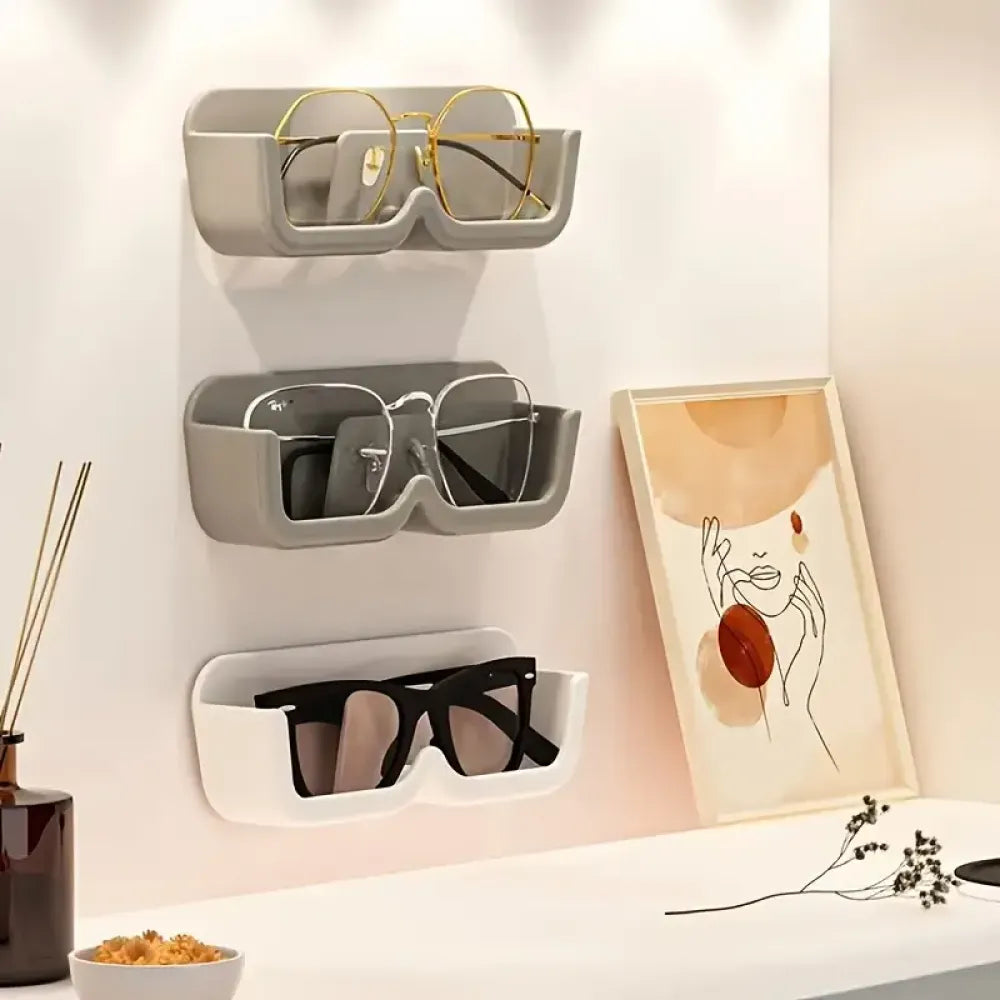 Wall mounted sunglasses holder