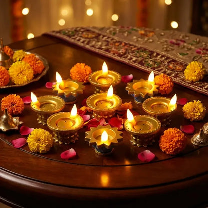 Water pouring diya led light