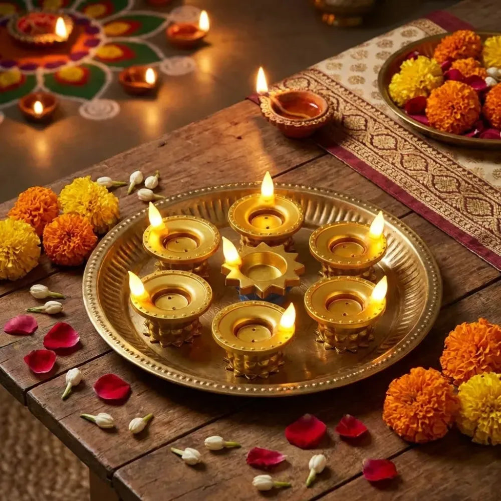 Water pouring diya led light