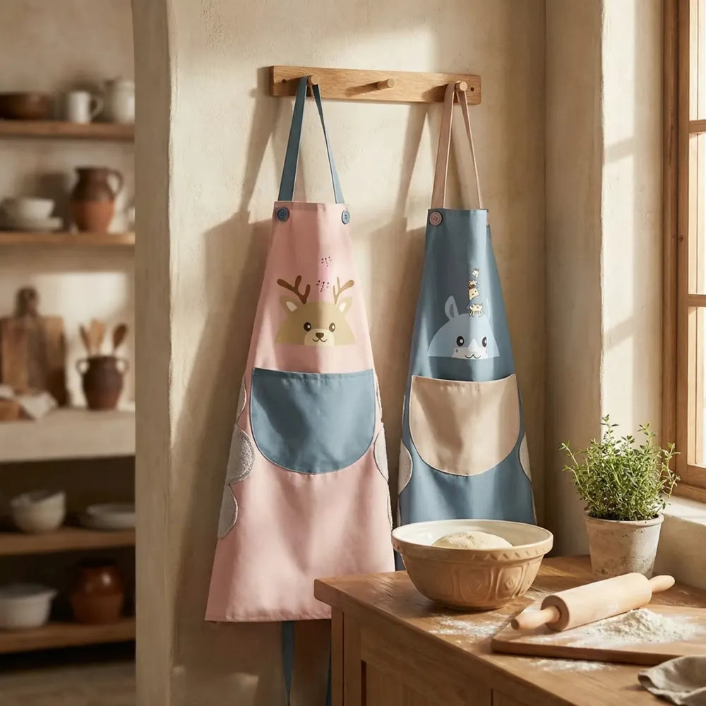 Waterproof kitchen apron with towels