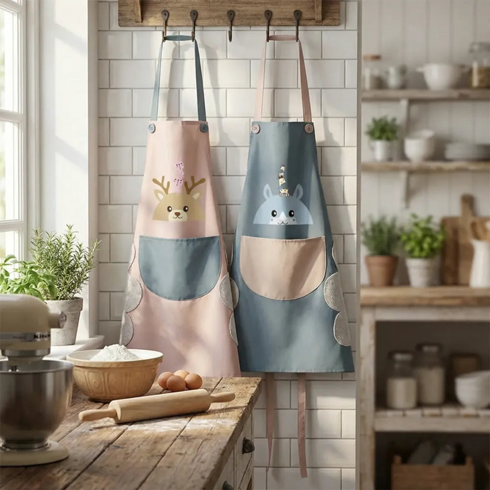 Waterproof kitchen apron with towels