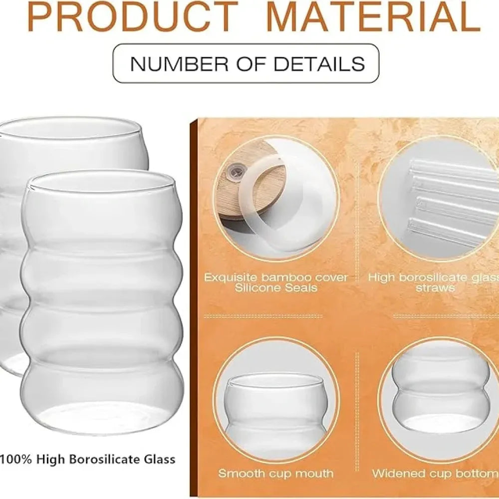 Wave shape glass bottle with wooden cap
