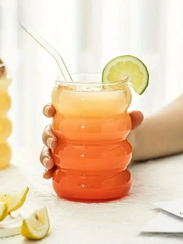 Wave Shape Glass Bottle with Wooden Cap