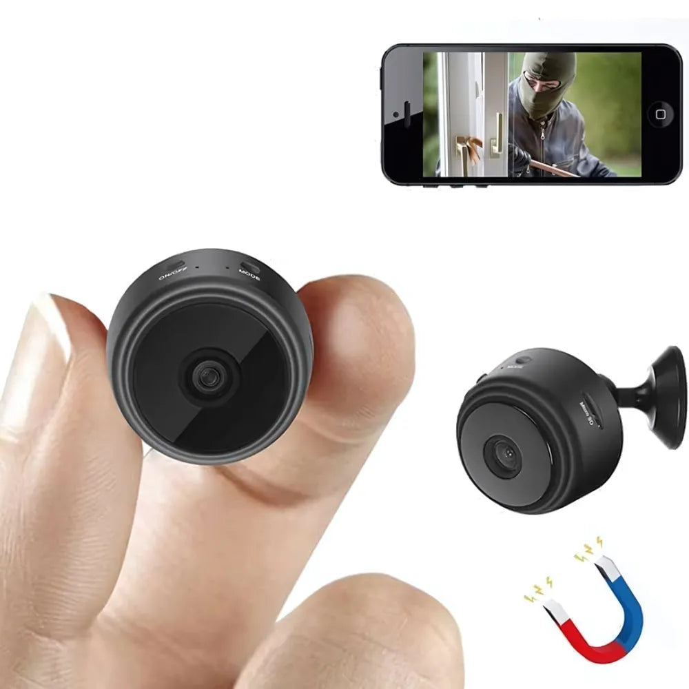 Miniature black surveillance camera.