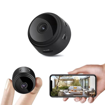 Small black security camera.