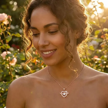 Winged heart alloy necklace