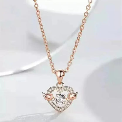 Winged heart alloy necklace