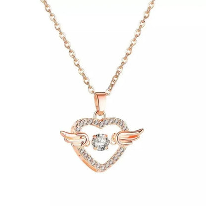 Winged heart alloy necklace