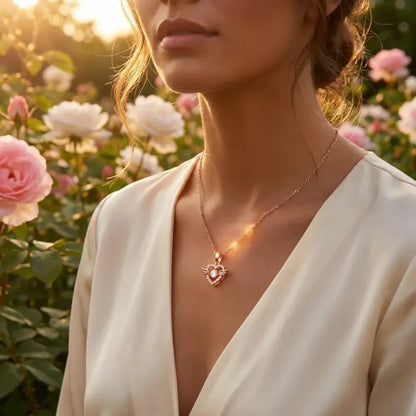 Winged heart alloy necklace