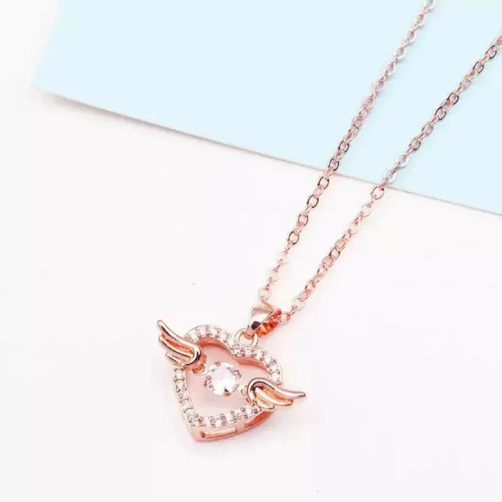 Winged heart alloy necklace