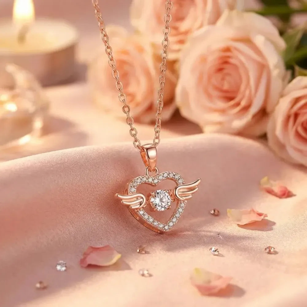 Winged heart alloy necklace