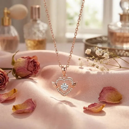 Winged heart alloy necklace