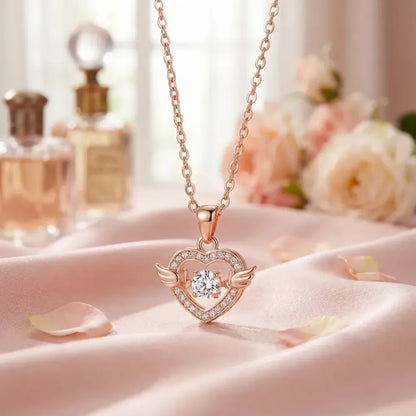 Winged heart alloy necklace