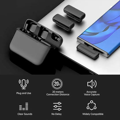 Wireless microphones collar mic for all smart phone type-c (1 set) - electronics