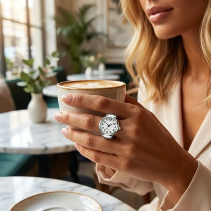 Women’s men’s ring watch analogue quartz on finger - watch ring