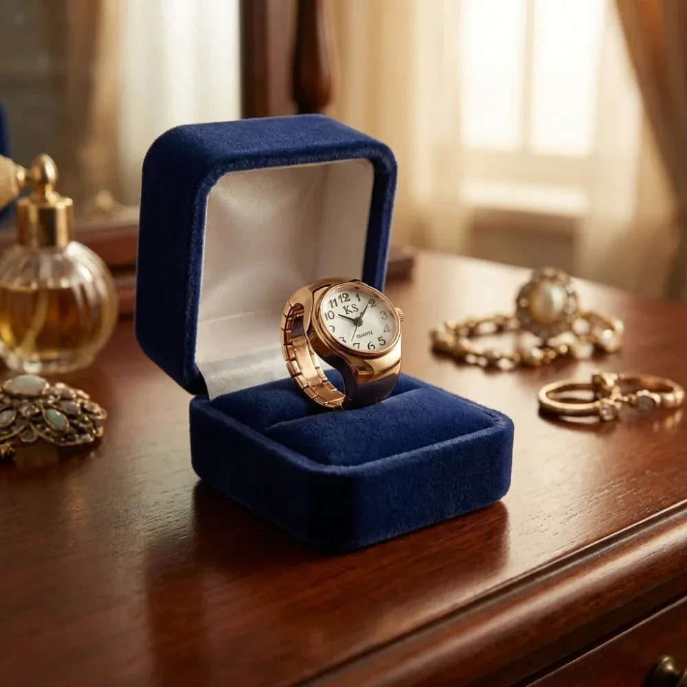 Women’s men’s ring watch analogue quartz on finger - watch ring