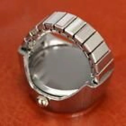 Silver finger ring watch.