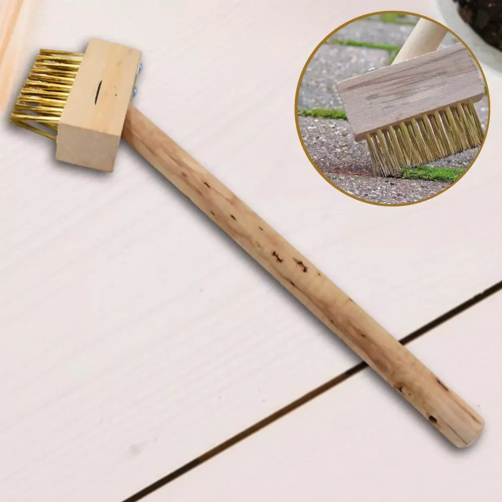 Wooden block paving brush