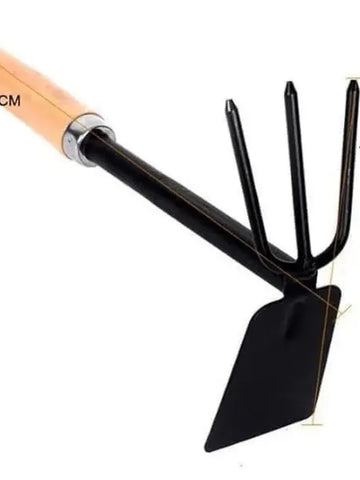 Wooden Handle Dual Hoe & Rake