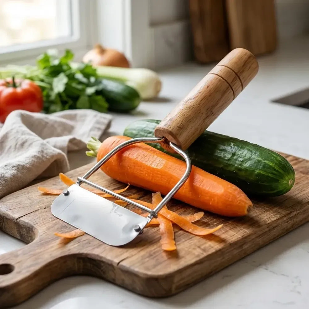 Wooden handle vegetable peeler - home & kitchen