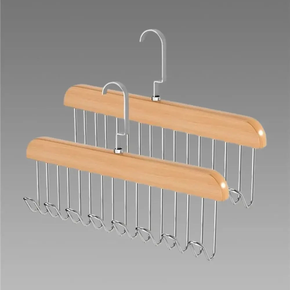 Wooden hanger with metal hooks (pack of 2)