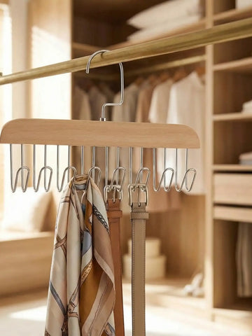 Wooden Hanger with Metal Hooks (Pack of 2)