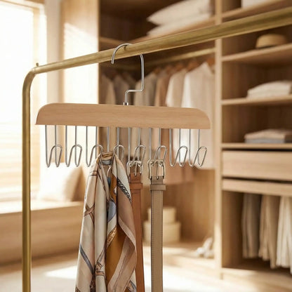 Wooden Hanger with Metal Hooks (Pack of 2)