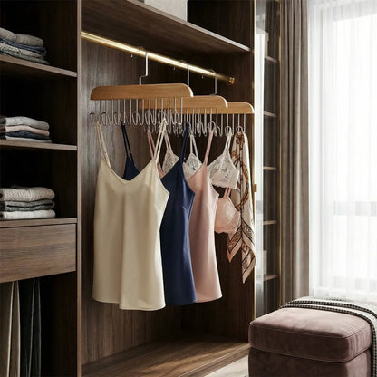 Wooden Hanger with Metal Hooks (Pack of 2)