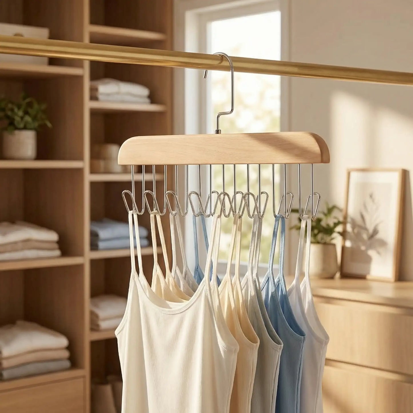 Wooden Hanger with Metal Hooks (Pack of 2)