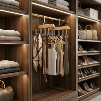 Wooden Hanger with Metal Hooks (Pack of 2)