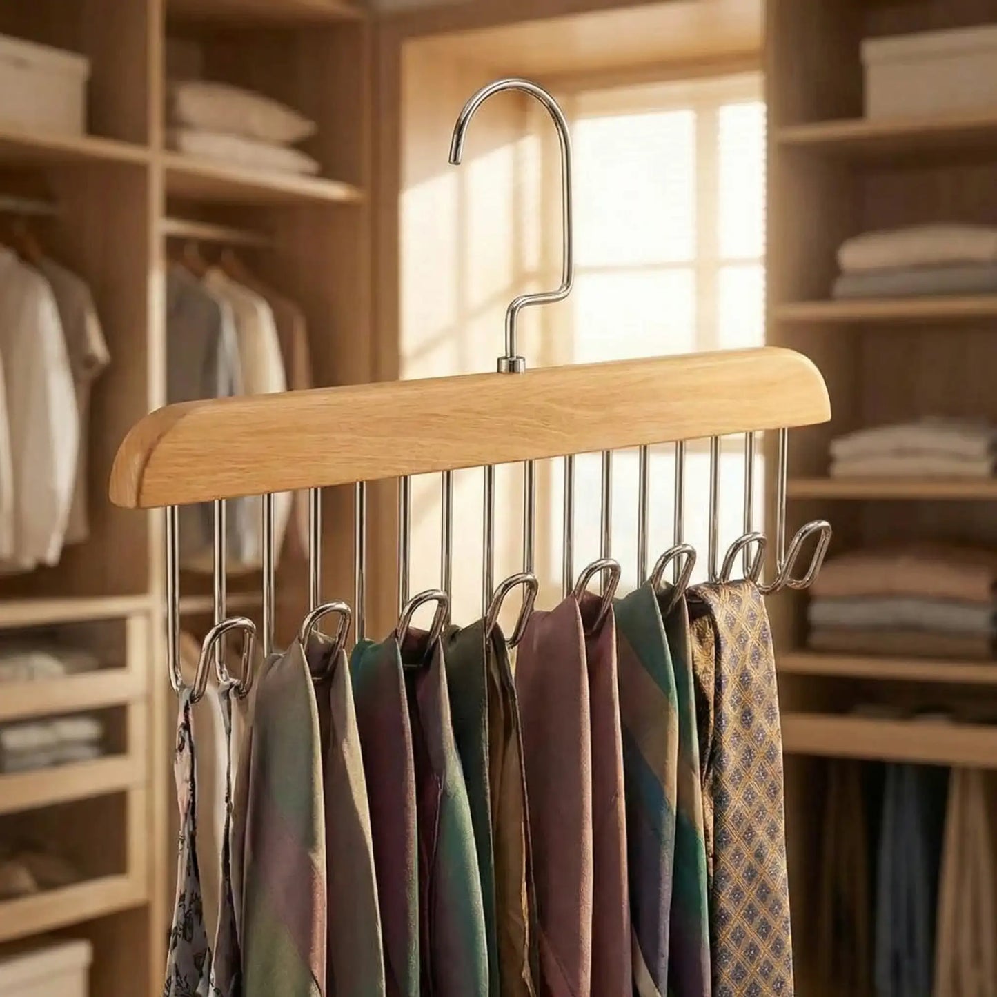 Wooden Hanger with Metal Hooks (Pack of 2)