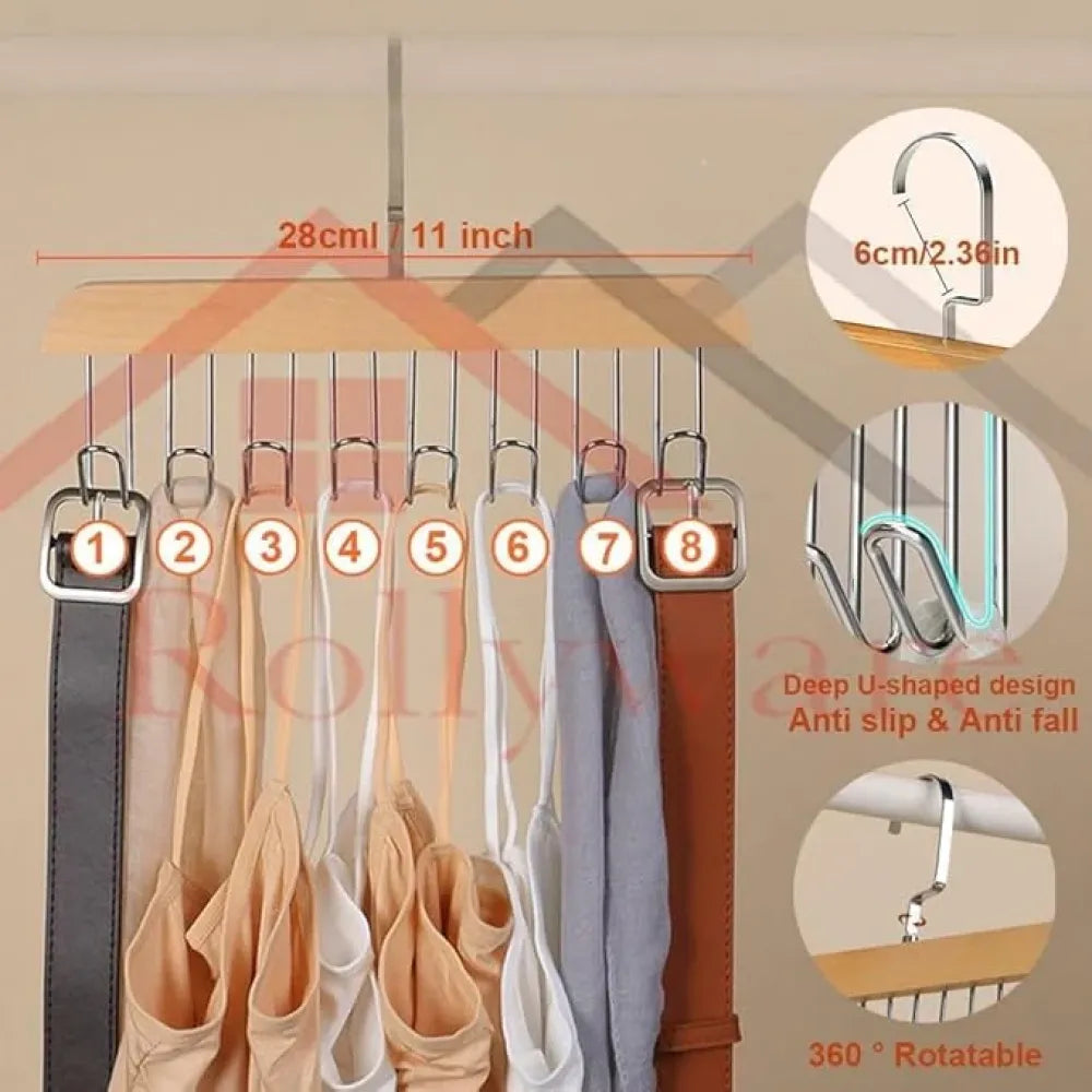 Wooden hanger with metal hooks (pack of 2)