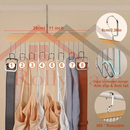 Wooden hanger with metal hooks (pack of 2)
