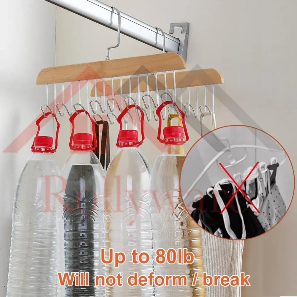 Wooden hanger with metal hooks (pack of 2)