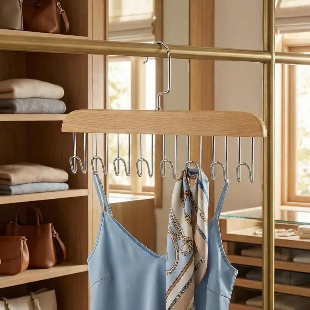 Wooden hanger with metal hooks (pack of 2)