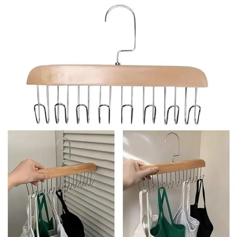 Wooden hanger with metal hooks (pack of 2)