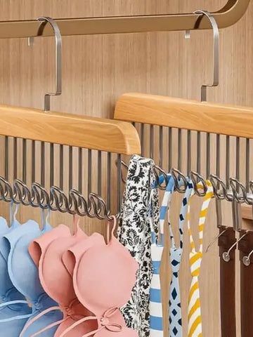 Wooden Hanger with Metal Hooks (Pack of 2)