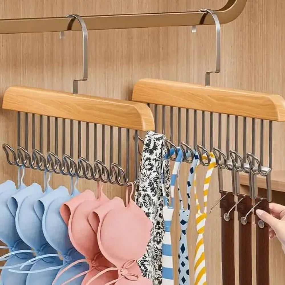 Wooden hanger with metal hooks (pack of 2)
