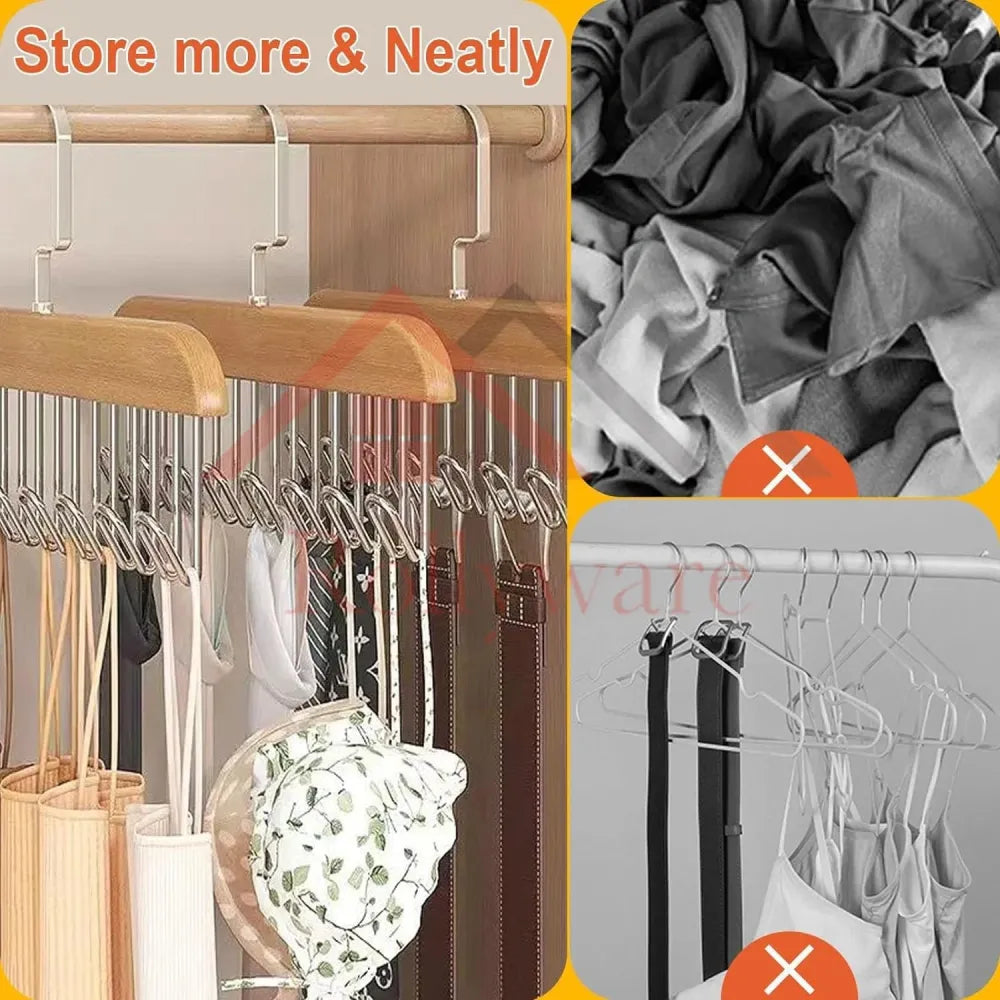 Wooden hanger with metal hooks (pack of 2)
