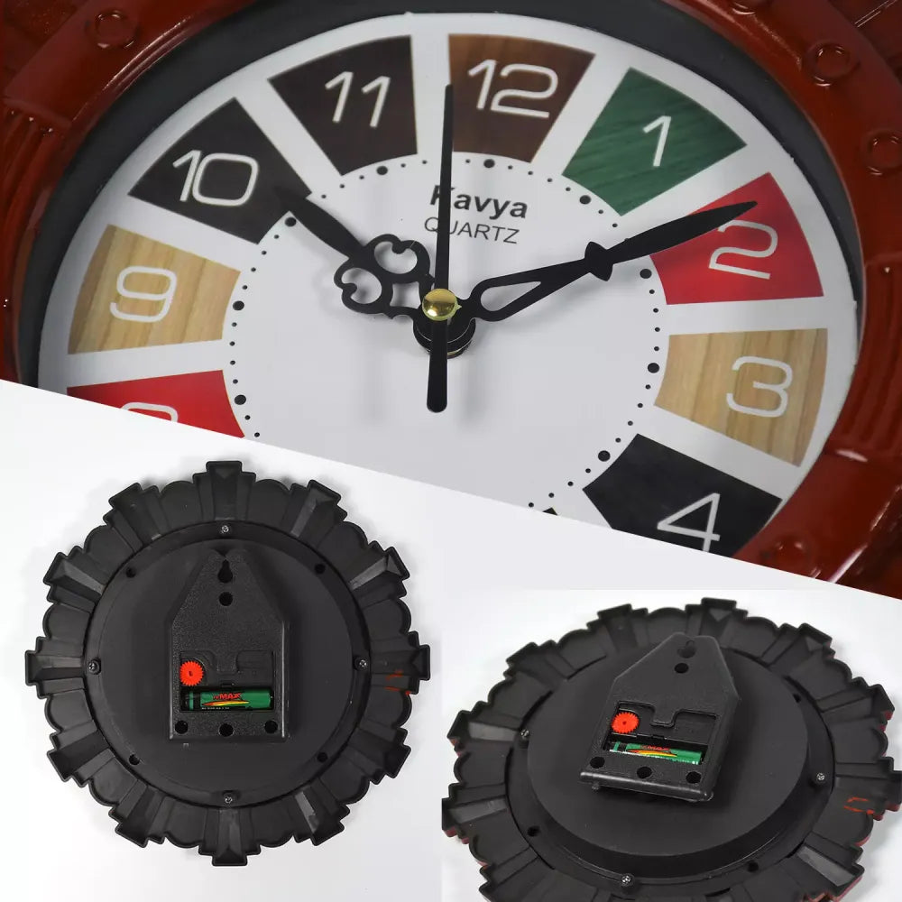 Wooden-look wall clock