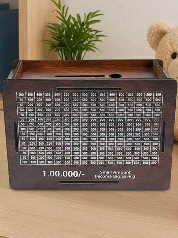 Wooden Money  Piggy Bank Money Box (1 Pc  With Marker Pen)