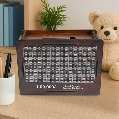 Wooden money piggy bank box (1 pc with marker pen) - home improvement