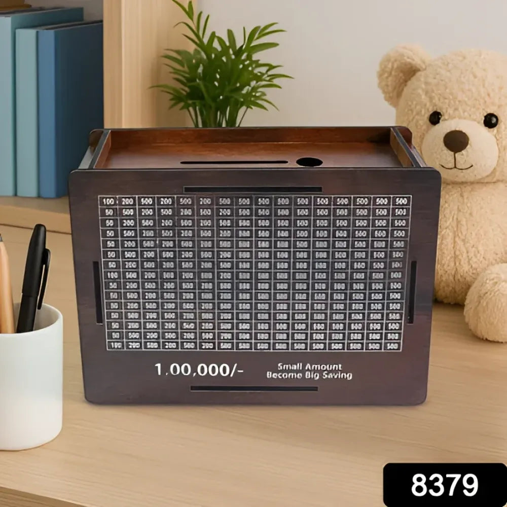 Wooden money piggy bank box (1 pc with marker pen) - home improvement
