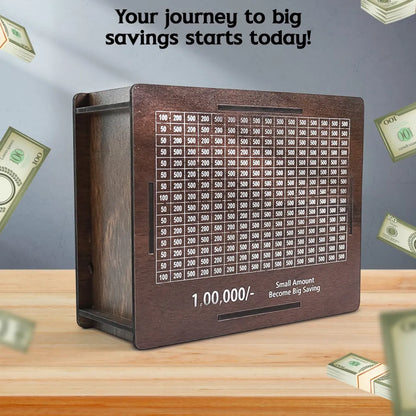 Wooden money piggy bank box (1 pc with marker pen) - home improvement