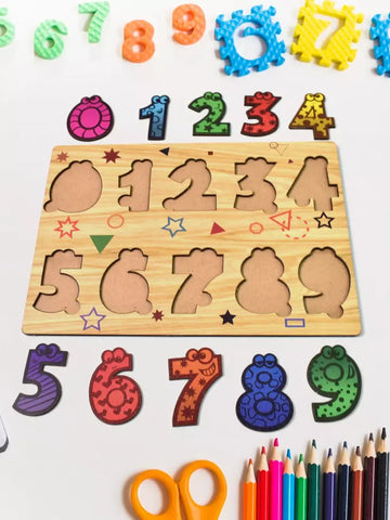 Wooden Number Puzzle Board