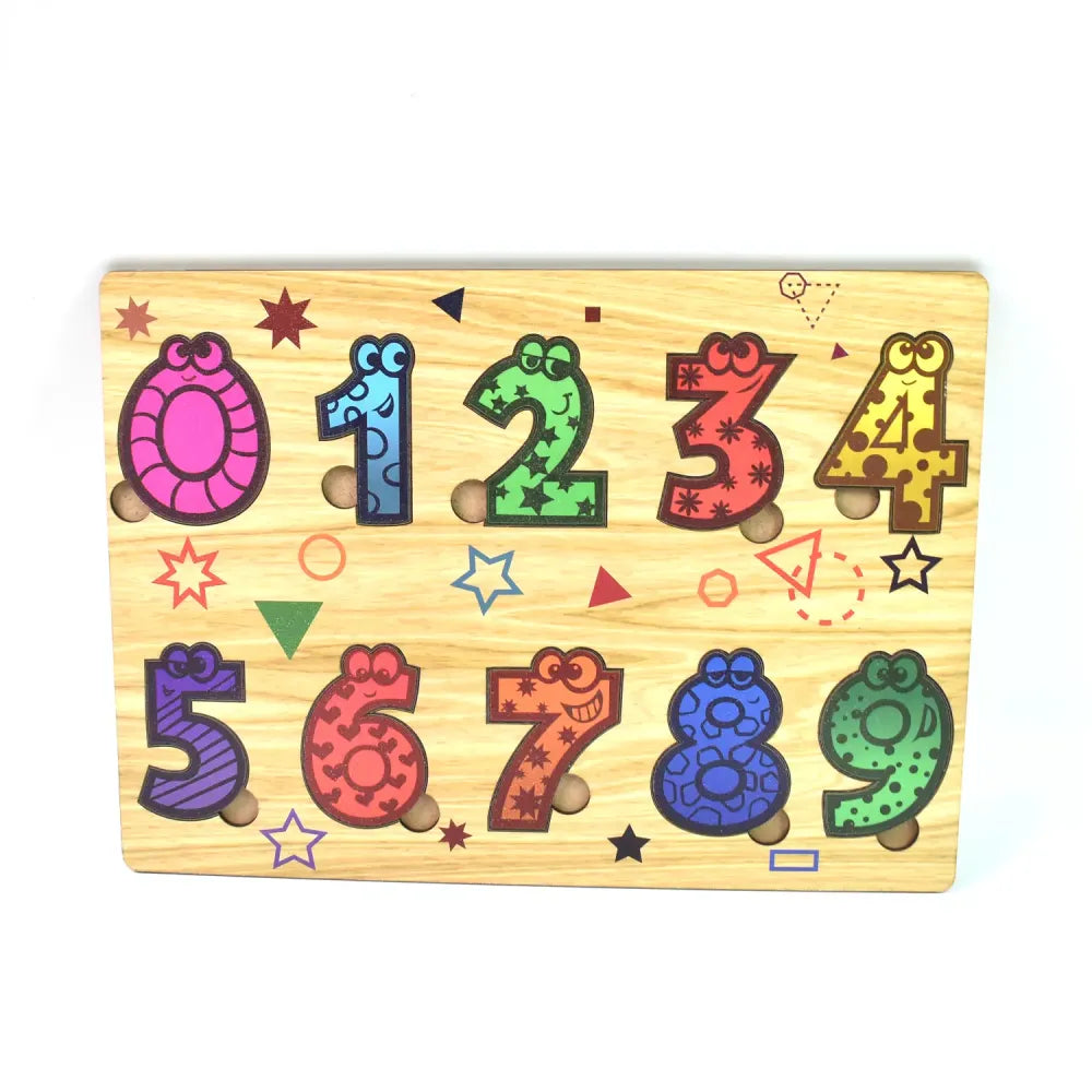 Wooden number puzzle board
