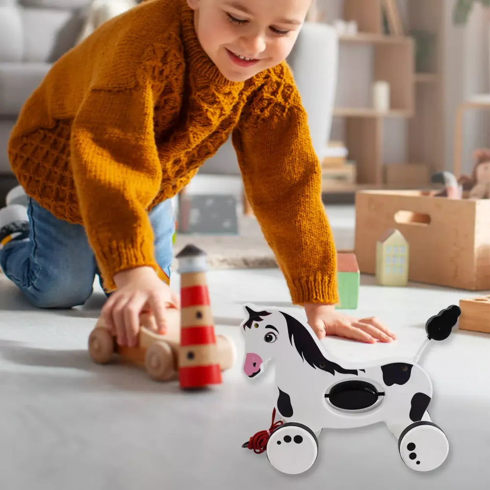 Wooden pull-along horse - toys
