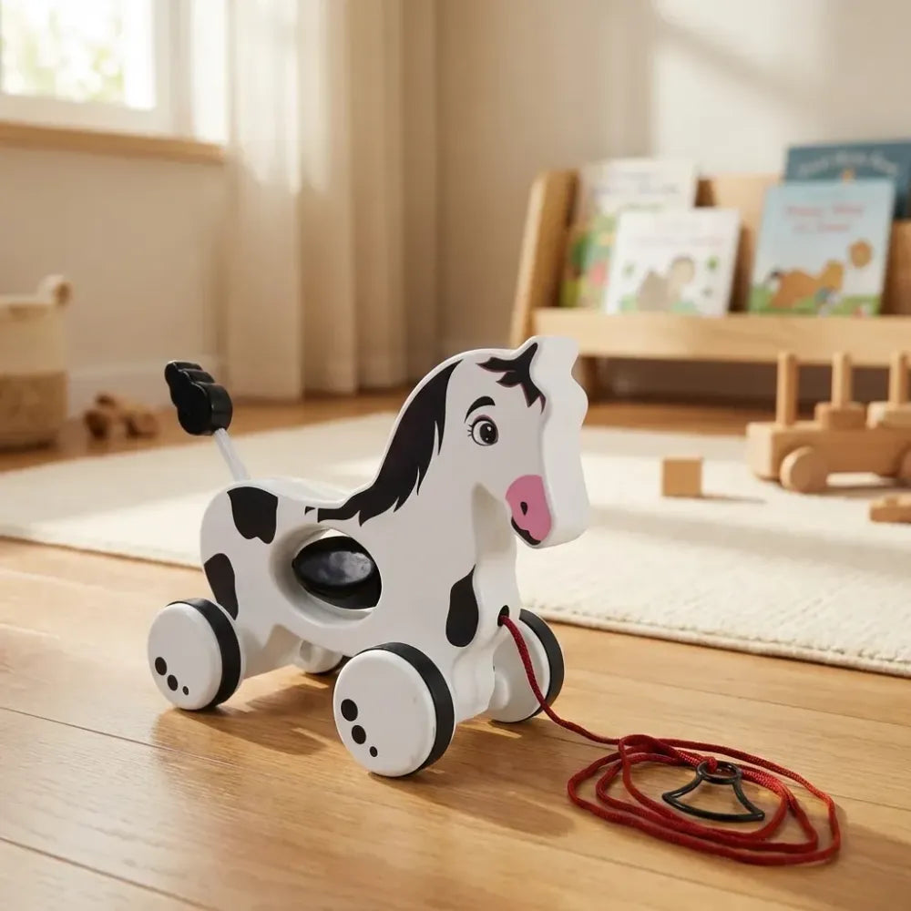 Wooden pull-along horse - toys