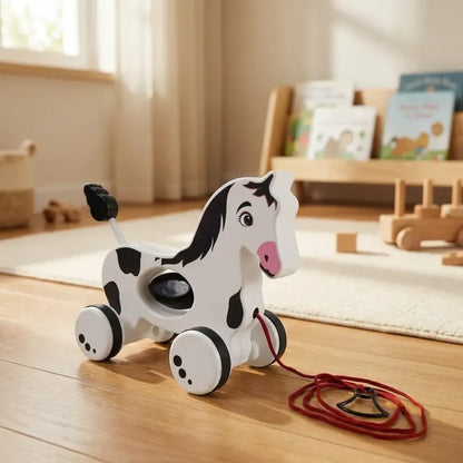 Wooden pull-along horse - toys